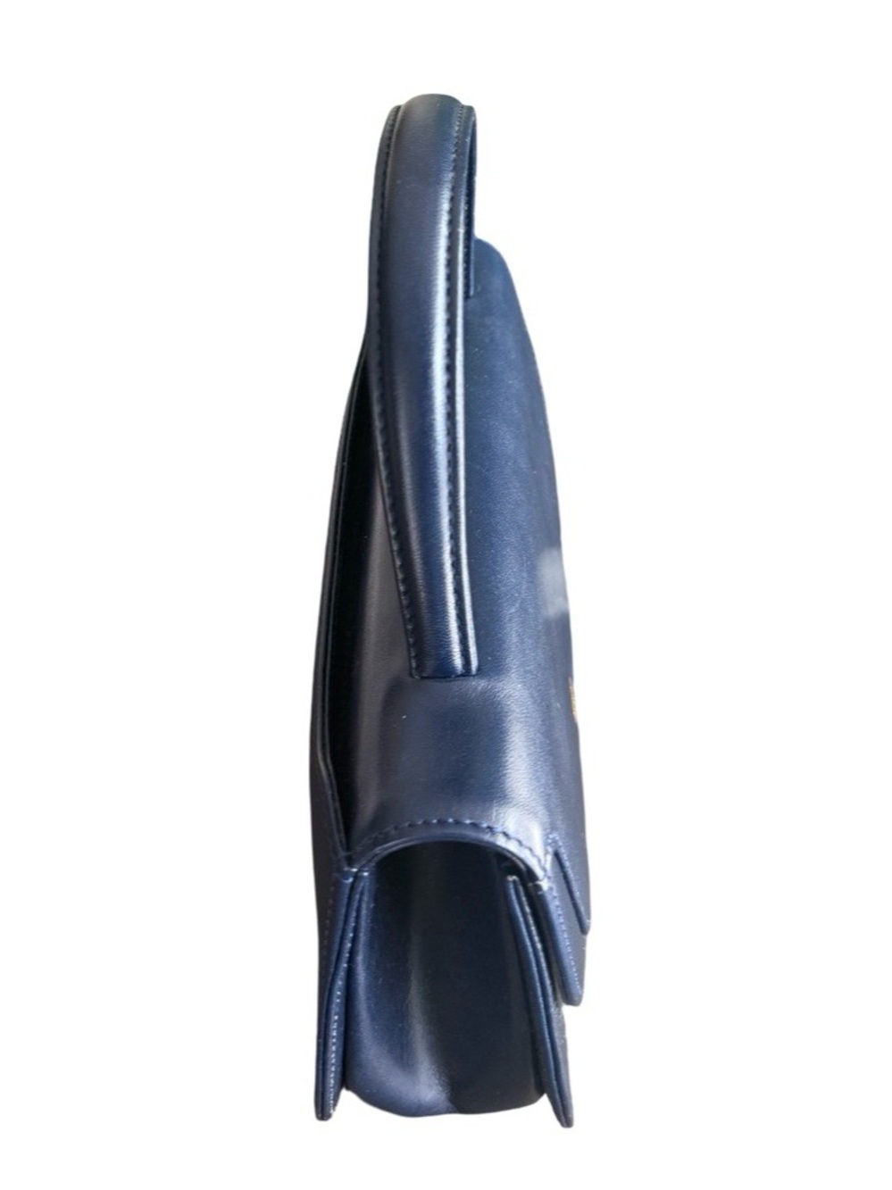 Vintage Givenchy Navy Leather Top Handle Bag Structured Designer Handbag Italy - Picture 15 of 17